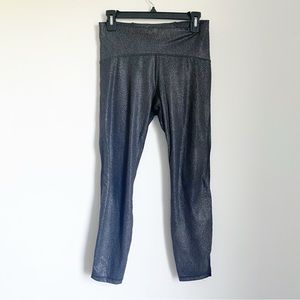 Lululemon Train Times 7/8 Pant Luminosity Foil Print Black Silver